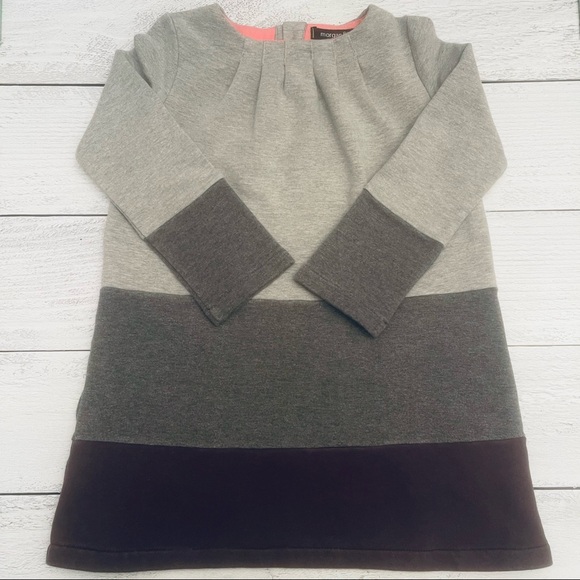 Morgan & Milo Girls 100% Cotton Gray Stripe Dress Size 5 - Picture 2 of 8